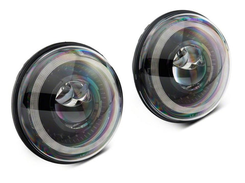 Raxiom 07-18 Jeep Wrangler JK Axial Series 7-In Dragon Eye LED Headlights- Blk Housing (Clear Lens) - J167194