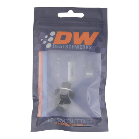 DeatschWerks 8AN Male Flare to M12 X 1.5 Male Metric Adapter (Incl Washer) - Anodized Matte Black - 6-02-0617-B