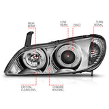 ANZO 2000-2004 Infiniti I30 Projector Headlights w/ Halo Chrome - 121078