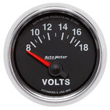 Autometer GS 52mm 8-18 Volts Short Sweep Electronic Voltmeter Gauge - 3892