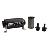 DeatschWerks Stainless Steel 5/16in 10 Micron Universal Inline Fuel Filter Housing Kit (110mm) - 8-03-110-010K-516