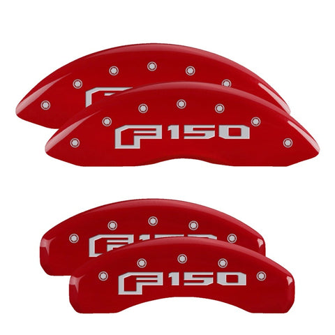 MGP 4 Caliper Covers Engraved Front & Rear F-150 Logo Red Finish Silver Char 2021 Ford F-150 - 10256SF16RD