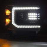 AlphaRex 14-18 GMC Sierra PRO-Series Proj Headlights Plank Alpha Blk w/Activ Light/Seq Signal/DRL - 880612