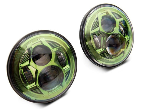 Raxiom 07-18 Jeep Wrangler JK 7-In LED Headlights Green Housing- Clear Lens - J154699