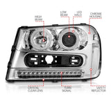 ANZO 2002-2009 Chevrolet Trailblazer Projector Headlights w/ Halo Chrome - 111131
