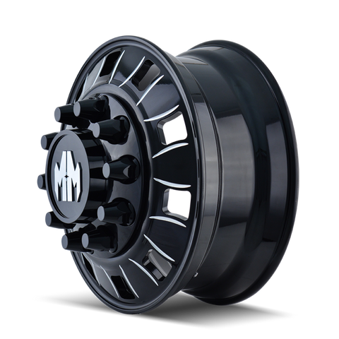 Mayhem 8180 BigRig 22x8.25 / 10x285.75 BP / 169mm Offset / 220.1mm Hub Front Blk/Milled Spokes Wheel - 8180-22810BMF