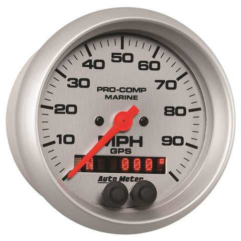 Autometer Marine Silver 3-3/8in 100MPH GPS Speedometer Gauge - 200636-33