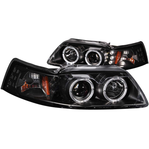ANZO 1999-2004 Ford Mustang Projector Headlights Black G2 (Dual Projector) - 121303