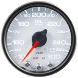 Autometer Spek-Pro Gauge Oil Temp 2 1/16in 300f Stepper Motor W/Peak & Warn Wht/Blk - P32212