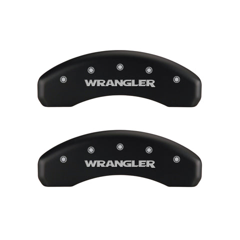 MGP 4 Caliper Covers Engraved Front & Rear WRANGLER Red finish silver ch - 42007SWRGRD