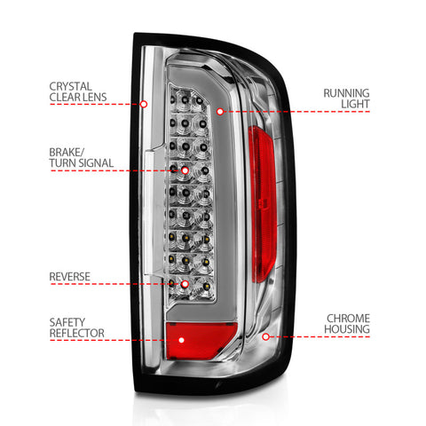 ANZO 15-21 Chevy Colorado LED Taillights w/ Light Bar Chrome Housing Clear Lens - 311407