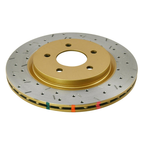DBA 05-13 Ford Mustang GT/V6 Rear Drilled & Slotted 4000 Series Rotor w/ Gold Hat - 42114XS