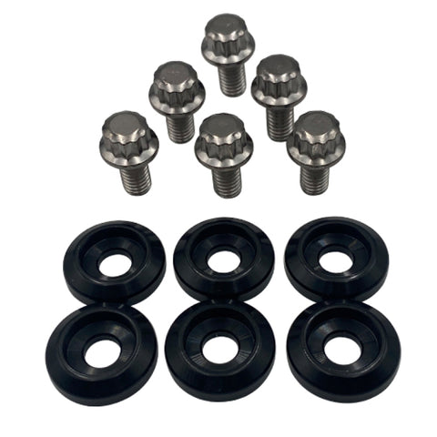 BLOX Racing New Fender Washers Kit M6 12pt - 6pc Large Diameter Black - BXAC-00311-BK