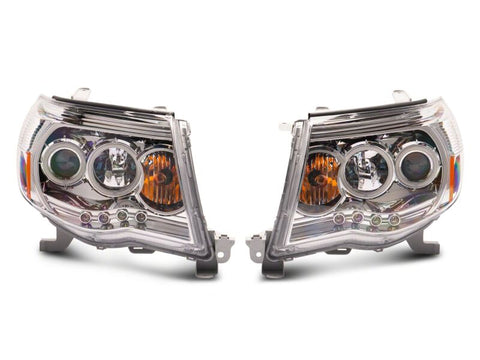 Raxiom 05-09 Toyota Tacoma Super White LED Halo Projector Headlights- Chrome Housing- Clear Lens - TT5933