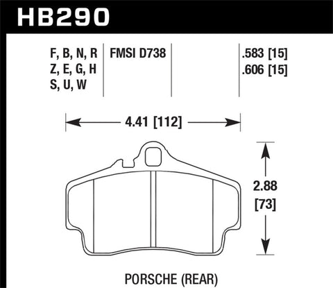 Hawk 99-08 Porsche 911 (996) Carrera 4 / 97-04 Porsche Boxster DTC-30 Race Rear Brake Pads - HB290W.606