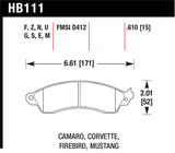Hawk 1990-1990 Chevy Camaro Iroc-Z (w/Heavy Duty Brakes) High Perf. Street 5.0 Front Brake Pads - HB111B.610