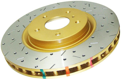 DBA 05-13 Ford Mustang GT/V6 Rear Drilled & Slotted 4000 Series Rotor w/ Gold Hat - DBA42114XS