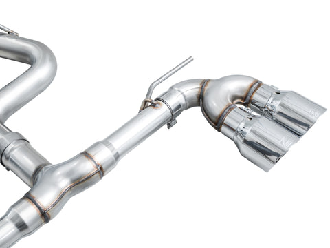AWE Tuning MK8 Volkswagen Golf R 3in Track Edition Quad Exhaust - Chrome Silver Tips - 3020-42658