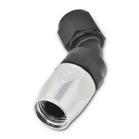 Russell Performance -4 AN Black/Silver 45 Degree Full Flow Hose End - 610083