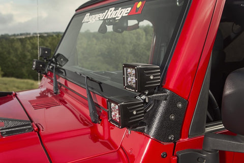 Rugged Ridge 97-06 Jeep Wrangler TJ Textured Black Dual A-Pillar Light Mount - 11232.36
