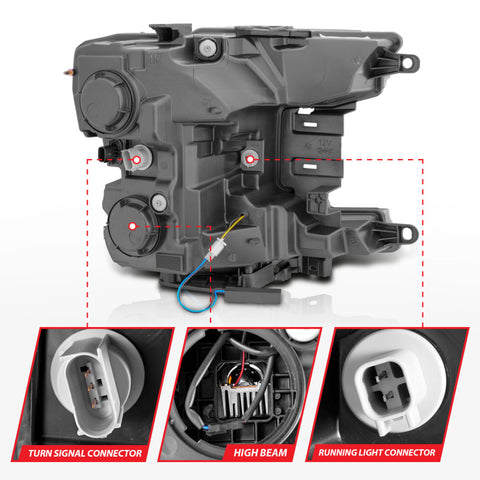 Anzo 18-20 Ford F-150 Full Led Projector Smoke Bar Style Headlights Black Amber - 111520