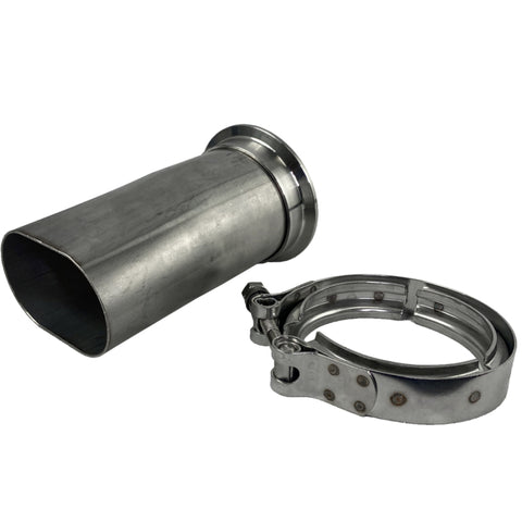 Granatelli 3in Round to 3in Oval Exhaust Pipe Adapter w/V-Band Connection - 313533