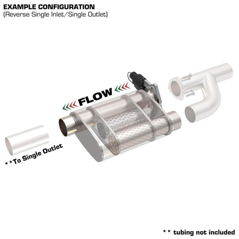 QTP 2.5in Weld-On 304SS Reverse Screamer Muffler w/Bolt-On QTEC Electric Cutout - 13251C
