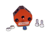 Russell Adapter Y-Block 3/8in Sae Quick Disconnect Female To 2X 3/8in Sae Qd Male Blk Anodized - 644163