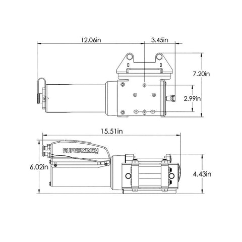 Superwinch 1,500 lbs. 1.1 HP 120V AC 1/8 In x 35ft. Wire Rope - Gray Wrinkle - 1715001