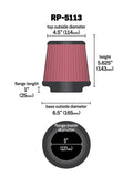 K&N Cone Filter 5in ID 6.5in base 4.5in top 5.625in height carbon fiber look - RP-5113