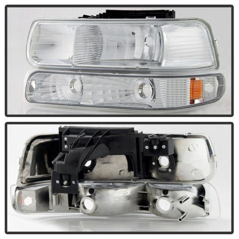 xTune Chevy Tahoe 00-06 Amber Crystal Headlights w/ Bumper Lights Chrome HD-JH-CSIL99-SET-AM-C - 5064226