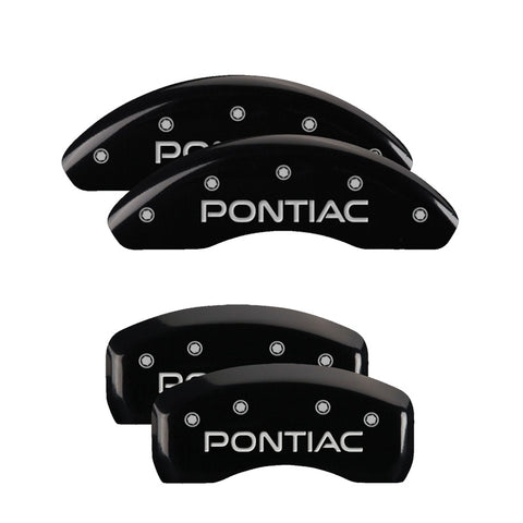 MGP 4 Caliper Covers Engraved Front & Rear Pontiac Black finish silver ch - 18026SPOPBK