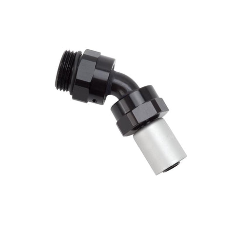 Russell Hose End Crimp On 10 Sae Port Male To -8 Hose 45 Deg Swivel Blk Anodized - 610950