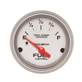 Autometer Marine Silver Ultra-Lite 2-1/16in Electric Fuel Level Gauge - 200760-33