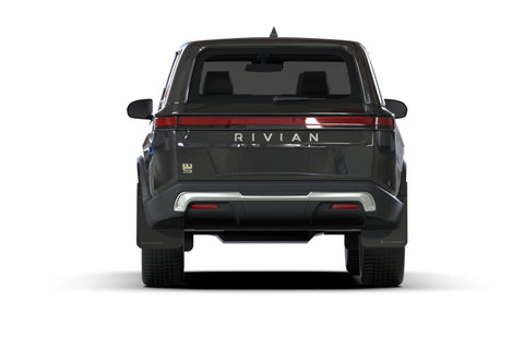Rally Armor 2022+ Rivian R1S Black UR Mud Flap w/ Metallic Black Logo - MF108-UR-BLK-MBK