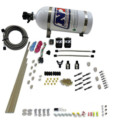 Nitrous Express 8 Cyl Dry Direct Port 2 Solenoids Nitrous Kit (200-600HP) w/10lb Bottle - 93006-10