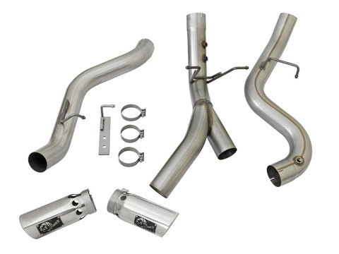 aFe Large Bore-HD 4in 409-SS DPF-Back Exhaust w/Dual Polished Tips 2017 GM Duramax V8-6.6L (td) L5P - 49-44086-P