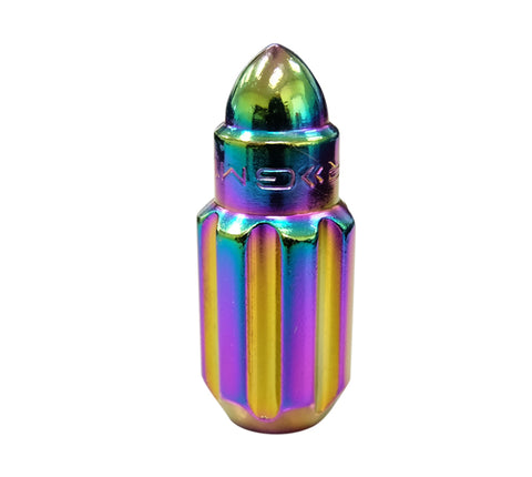 NRG 500 Series M12 X 1.5 Bullet Shape Steel Lug Nut Set - 21 Pc w/Lock Key - Neochrome - LN-LS500MC-21