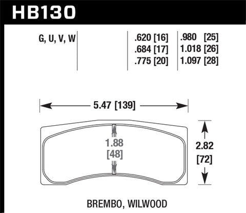 Hawk AP Racing CP5779/5780/5788/5789/5836 / Brembo X2.023.21/24/X2.028.01/04 Race DTC-60 Brake Pads - HB130G.775