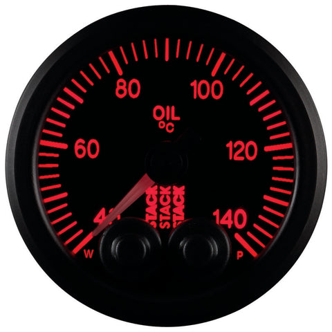 Autometer Stack 52mm 40-140 Deg C 1/8in NPTF Male Pro-Control Oil Temp Gauge - Black - ST3509