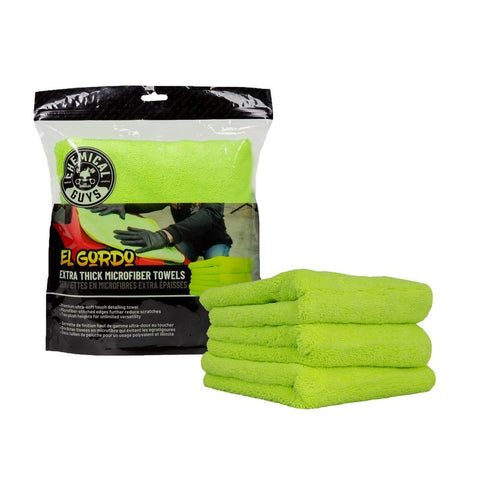 Chemical Guys El Gordo Thick Microfiber Towel - 16.5in x 16.5in - Green - 3 Pack - MIC32303