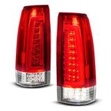 ANZO 88-99 Chevy C/K1500/2500/3500 Full LED Light Tube Taillights Chrome Housing Red/Clear Lens - 311484