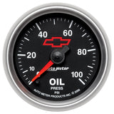 Autometer GM Bowtie Black 2-1/16in 0-100 PSI Oil Pressure - Stepper Motor - 3653-00406