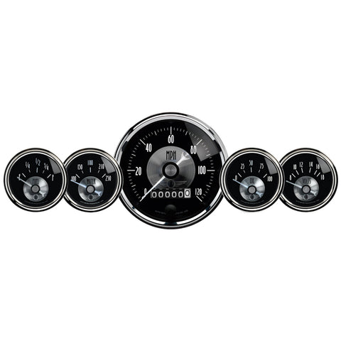 Autometer Prestige Series Black Diamond 3-3/8in Electric Speedometer 2-1/16in Electric Oil Pressure - 2003