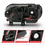 ANZO 2008-2014 Dodge Challenger Projector Headlights w/ Halo Black (CCFL) - 121308