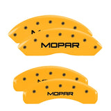 MGP 4 Caliper Covers Engraved Front & Rear Mopar Yellow Finish Black Char 2010 Dodge Nitro - 12059SMOPYL