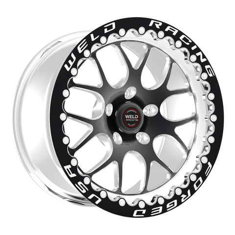Weld S77 15x10.33 / 5x4.75 BP / 4.5in. BS Black Wheel (Medium Pad) - Black Single Beadlock MT - 77MB510B45F