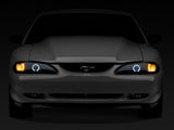 Raxiom 94-98 Ford Mustang LED Halo Projector Headlights- Black Housing (Smoked Lens) - 49119