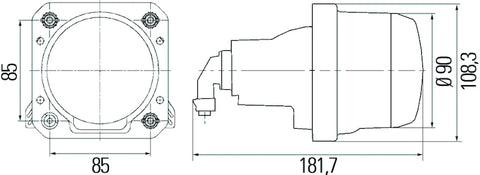 Hella 90mm Bi-Halogen / Bi-Xenon V2 Shutter Pigtail - H84985461