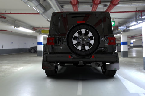 Rally Armor 18-25 Jeep JL Wrangler Black UR Mud Flap w/Red Logo - MF54-UR-BLK/RD